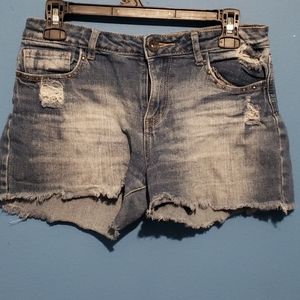 Red Rivet jean shorts